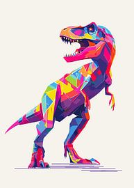 Bunter T-Rex in geometrischem Polygonstil