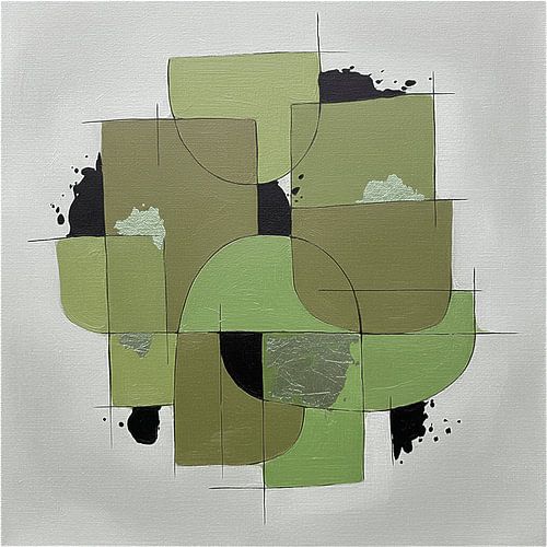 Œuvres d'art minimalistes et abstraites dans les tons de vert olive