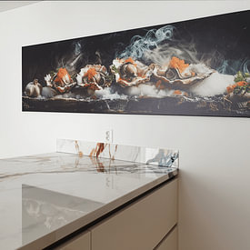 Kundenfoto: Austern auf einem Haltebrett Food-Fotografie-Panorama von Digitale Schilderijen, auf Leinwand