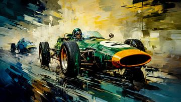 Classic rivalry on a wet track by Klaus Tesching - Art-AI