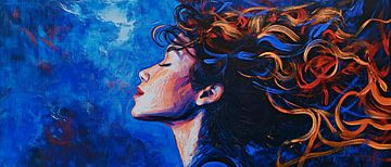 Femme aux cheveux flottants de style artistique sur Poster Art Shop