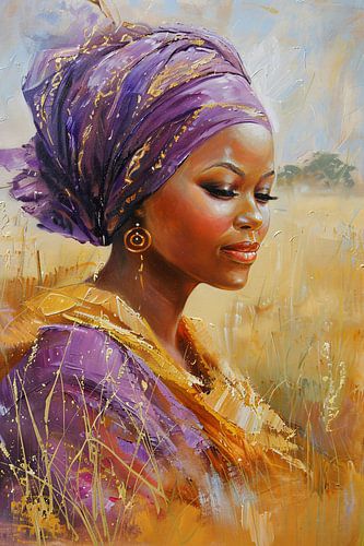 Realistisch schilderij van Afrikaanse vrouw