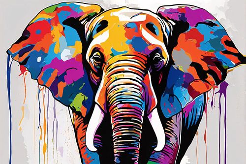 Kleurrijke abstracte olifant schilderij
