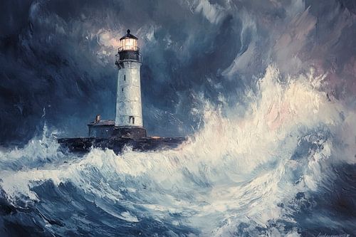 Vuurtoren in de storm