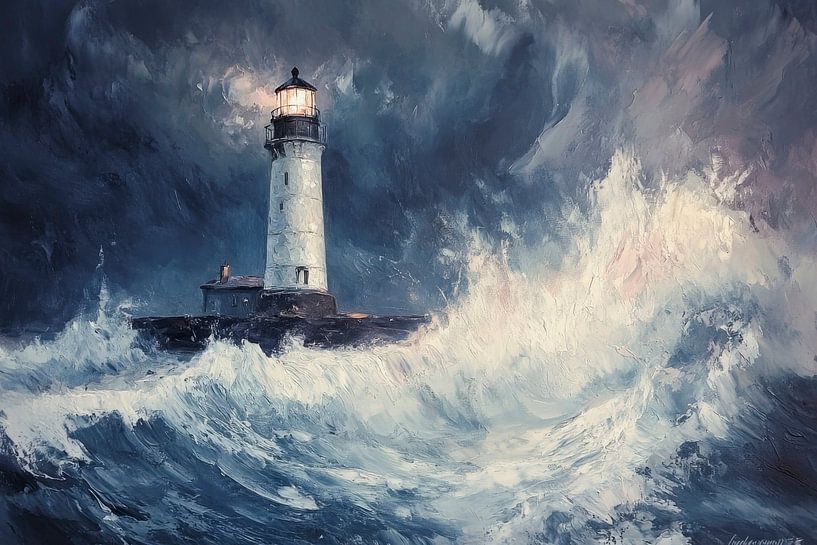 Lighthouse in the storm by Poster Art Shop
