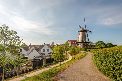 A view of the fortified town of Willemstad with its historic windmill by Ruud Morijn