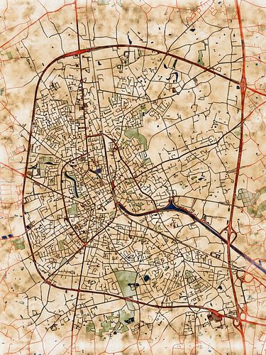 Kaart van Roeselare in de stijl 'Serene Summer'