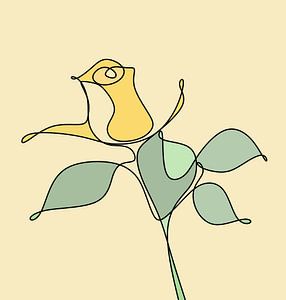 Line-art Yellow Rose van Gisela- Art for You