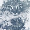Katzenkopf in grau-blauer Farbe - gezeichnetes Porträt einer Katze von MadameRuiz