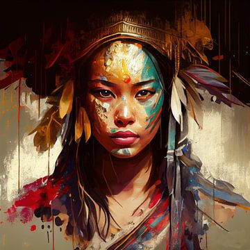 Powerful Asian Warrior Woman #3 by Chromatic Fusion Studio