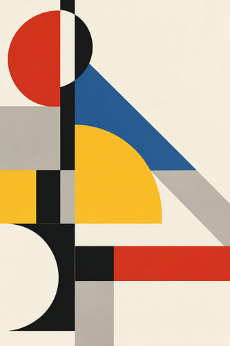 Geometrische balans in Bauhauskleuren