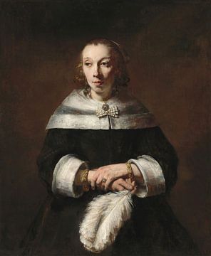 Portrait d'une dame avec un éventail en plume d'autruche, Rembrandt van Rijn