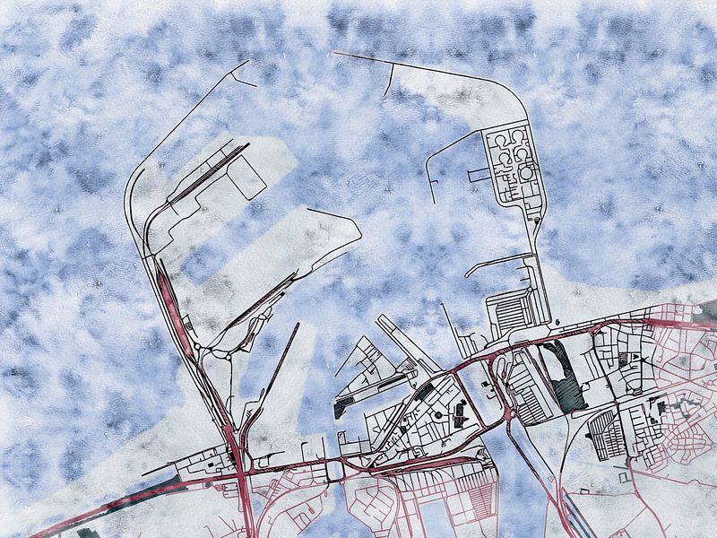 Kaart van Zeebrugge in de stijl 'White Winter' van Maporia
