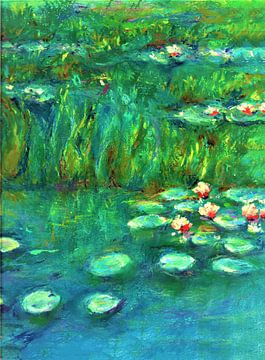 Water lily (2) Oil pastel chalk inspired by Claude Monet. by Ineke de Rijk