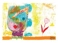 de knipogende koning, kleurrijke vrolijke kunst, collage