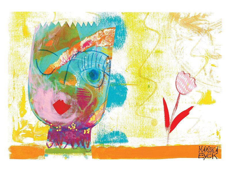 le roi qui cligne de l'œil, art joyeux et coloré, collage par mariska eyck