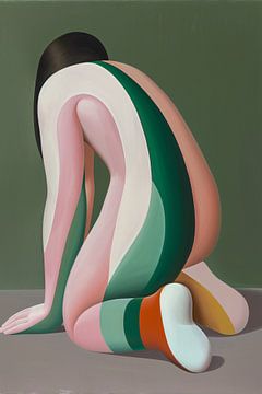 Abstract Woman in Coloured Stripes by Imperial Art House