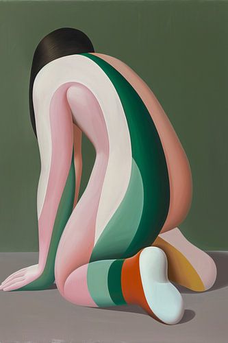 Abstract Vrouw in Gekleurde Strepen