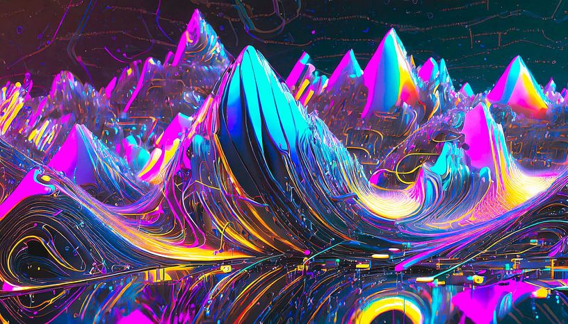 Wellen mit Neonfarben von Mustafa Kurnaz