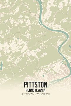 Carte ancienne de Pittston (Pennsylvanie), USA. sur Rezona