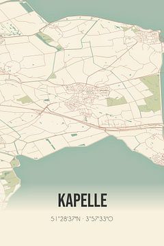 Vintage landkaart van Kapelle (Zeeland) van Rezona