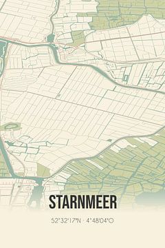 Vintage map of Starnmeer (North Holland) by Rezona