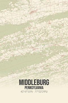 Carte ancienne de Middleburg (Pennsylvanie), USA. sur Rezona