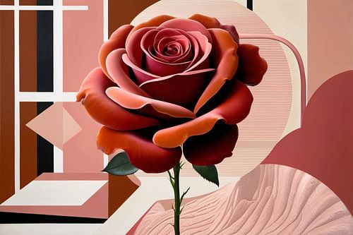 Rose surréaliste en géométrie