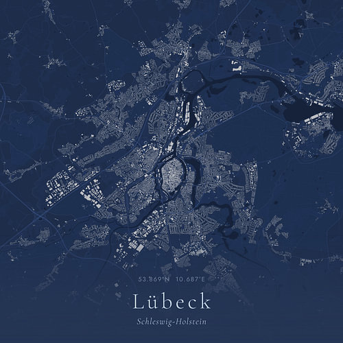 Historische Landkarte von Lübeck, Deutschland