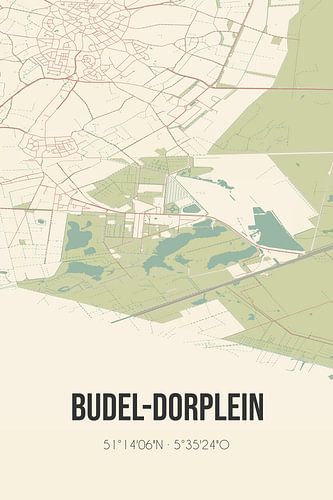 Alte Karte von Budel-Dorplein (Nordbrabant)