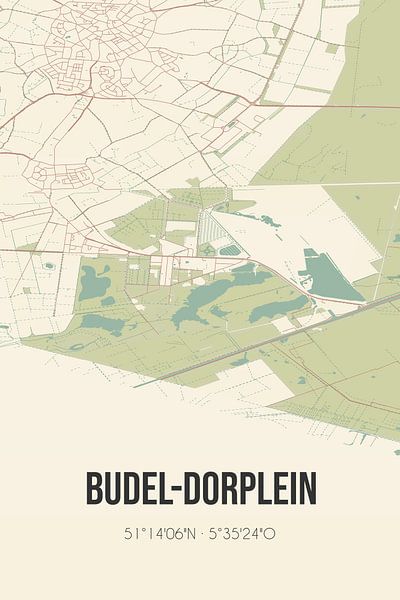 Alte Karte von Budel-Dorplein (Nordbrabant) von Ortsdrucke