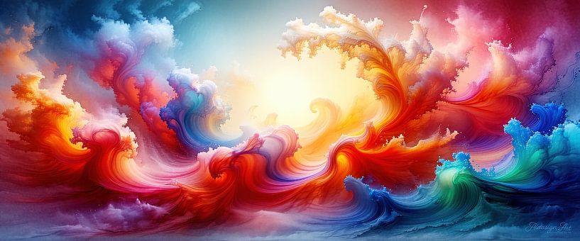 Regenbogen im Farbensturm – Die ungezähmte Freiheit der Farbe im ewigen Spiel von Bewegung, Kraft und Schönheit von AidasignArt