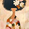 Portrait élégant avec des fleurs et une coiffure afro sur But First Framing
