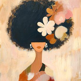A stylish portrait featuring flowers and an afro by But First Framing