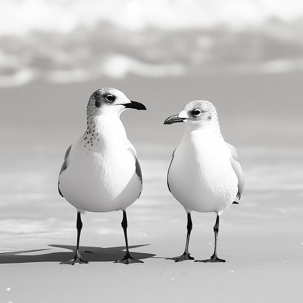 Meeuwen op het strand van Koffie Zwart