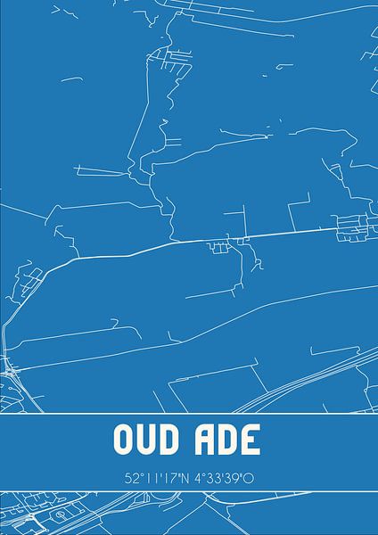 Blauwdruk | Landkaart | Oud Ade (Zuid-Holland) van Stad & Wand