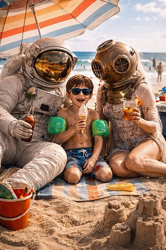Journée familiale des astronautes à la plage