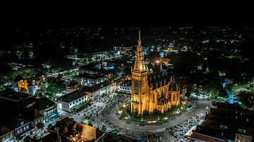 Luchtfoto Kerk Schagen Corona terrassen van Sebastiaan van Stam Fotografie