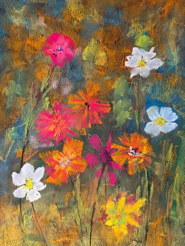 Peinture au pastel tendre représentant des fleurs polonaises sur JBJart Justyna Jaszke