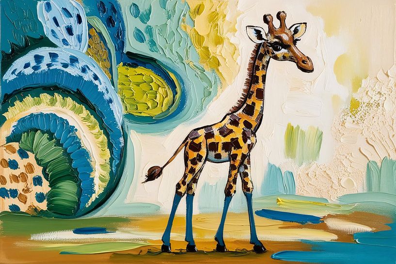 Peinture abstraite colorée d'une girafe par Art & Soul Creations