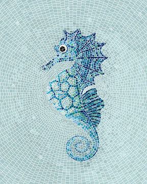 Blue seahorse mosaic by Richard Laschon
