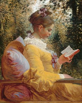 Lezend meisje, Jean-Honoré Fragonard en het bos van Renoir van Digital Art Studio