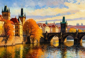 Prag Karlsbrücke Bewölkte Landschaft von MIROKKU