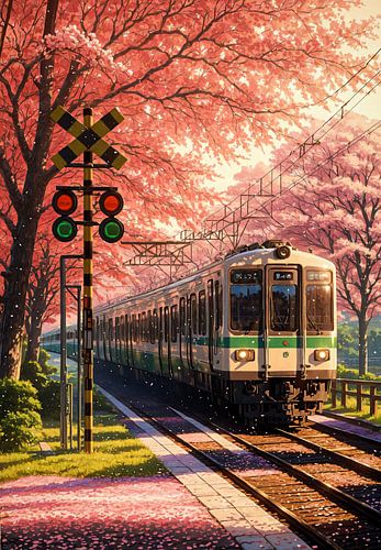 Japanese Train Cherry Blossom Sakura Spring