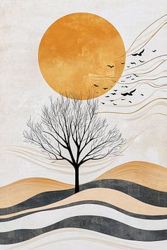 Un soleil doré sur des collines arides sur Poster Art Shop