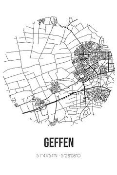 Geffen (Noord-Brabant) | Carte | Noir et blanc sur Rezona