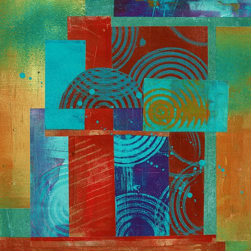 Disintegrated Movement - Kleurrijke collage met concentrische cirkels