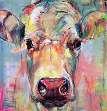 Schilderij van een koe - Sweet lady Jane van Liesbeth Serlie