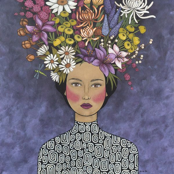Blumen in meinem Kopf (Nr. 2022-15) von Kris Stuurop auf ArtFrame, Leinwand, Poster und mehr