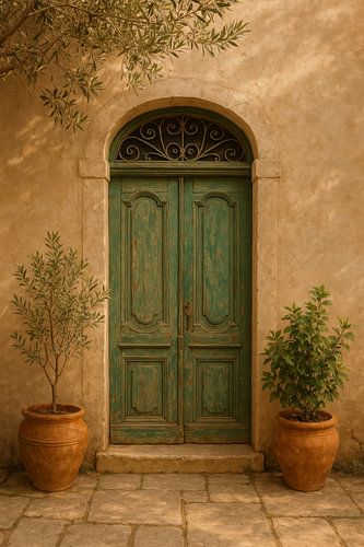 Porte méditerranéenne avec charme en terre cuite